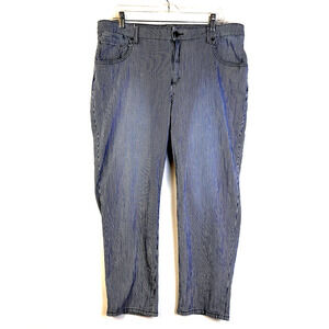 Chico's Platinum Jeans Women's 16 (3) Skimmer Blue Whiter Striped Casual Pants